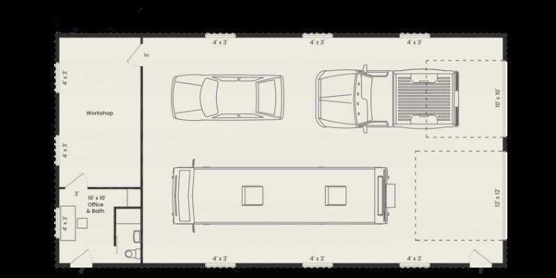 30x60 RV Garage Floor Plan 